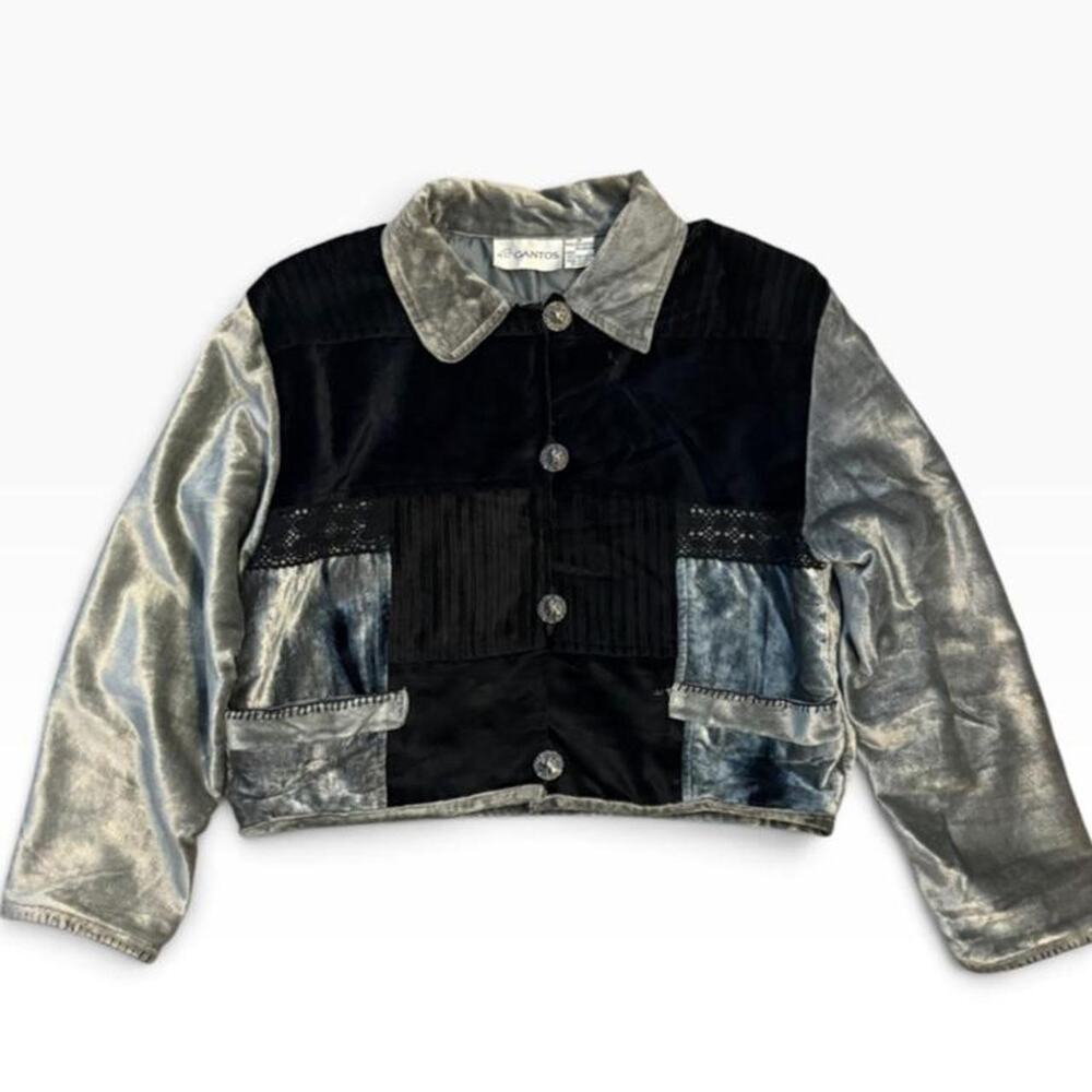 Vintage Gantos Velvet Patchwork Cropped Jacket
